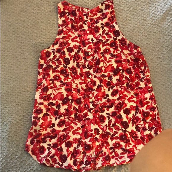 Who What Wear pink & white floral sleeveless top - Picture 4 of 5